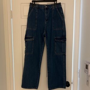 Wax Jean Women's Relaxed Blue Cargo Jeans